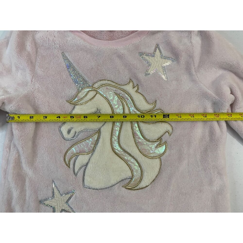 Wonder Nation Girls Pink Plush Long-Sleeve Unicorn Sweatshirt L 10-12 Plus - Picture 8 of 10